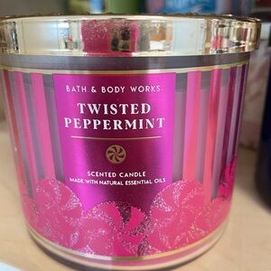 Bath & Body Works Twisted Peppermint Candle - Pink and Gold